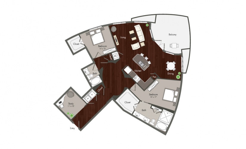 Washington - 2 bedroom floorplan layout with 2 baths and 1754 square feet.